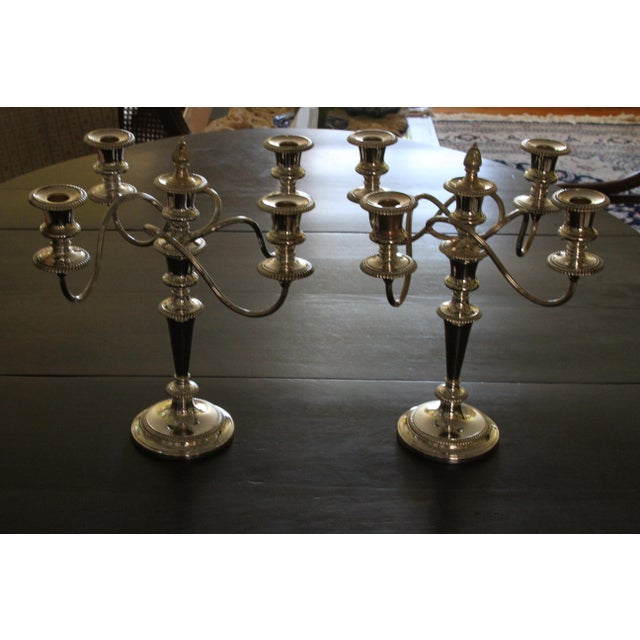 New Pair of 1970s Silver Candelabra 5 Light For Sale In New York - Image 6 of 18