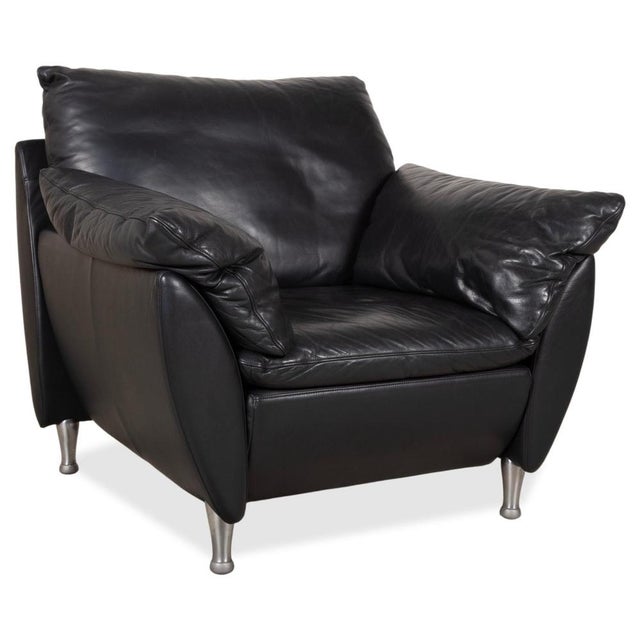 Set of Model 5600 Lounge Chair and Ottoman in Black Leather from Rolf Benz For Sale - Image 4 of 18