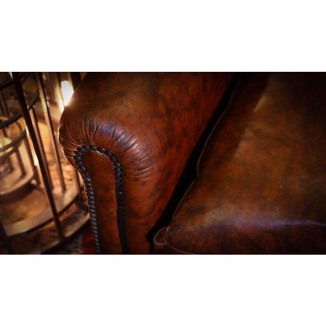 Small Prince 2-Seater Club Sofa in Brompton Tan Leather from Tetrad, 2010s For Sale - Image 6 of 18