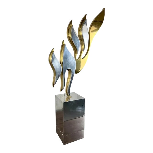 1980's Aluminum and Brass Sculpture by Michel For Sale