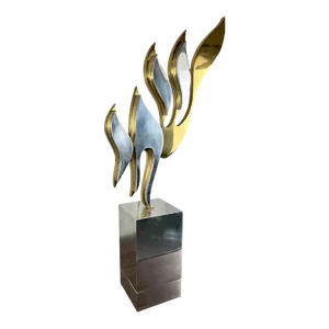 1980's Aluminum and Brass Sculpture by Michel