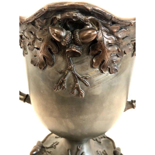 Art Nouveau Art Nouveau Engraved Silverplate Trophy With Oak Leaves and Acorns For Sale - Image 3 of 12