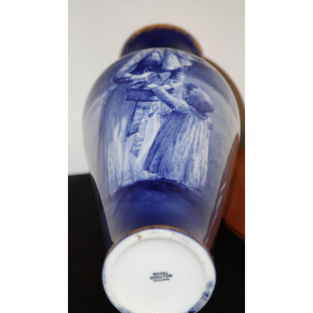 Royal Blue Antique Royal Doulton "Blue Children" or "Babes in the Woods" Vase, Gilded Rim For Sale - Image 8 of 9