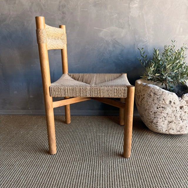 Indoor Outdoor Solid Teak Wood and Woven Twist Natural Rope Dining Chairs For Sale - Image 10 of 12