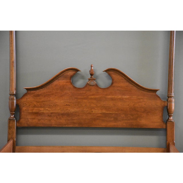 Traditional 1980s Solid Cherry Queen Four Poster Bed For Sale - Image 3 of 10