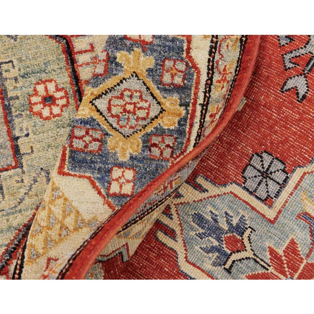 Textile Southwestern Kazak Burnt Orange/Red Wool Rug - 8'0''x9'8'' For Sale - Image 7 of 10