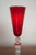 Mid 20th Century Italian Ruby Red Murano-Style Art Glass Flute With Twisted Gold Aventurine Stem For Sale - Image 4 of 7