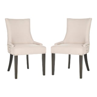 20''H Side Chair With Silver Nailheads in Taupe & Espresso - a Pair For Sale