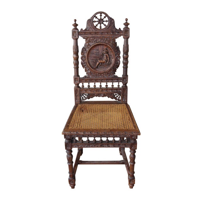Renaissance Set of 6 Antique English Renaissance Carved Wood Chairs For Sale - Image 3 of 16