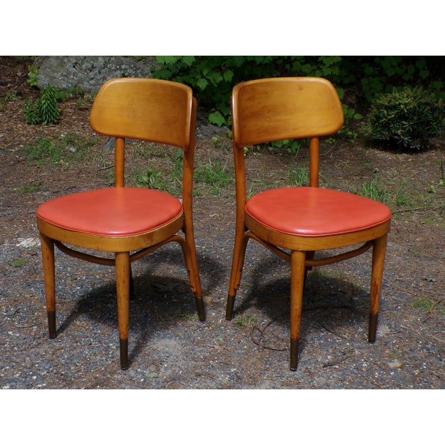 Mid-Century Modern Vintage Pair Thonet Mid Century Modern Bentwood Bistro Chairs For Sale - Image 3 of 12