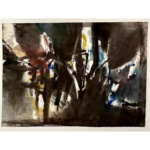 Abstract watercolor composition bearing the influence of the earlier color-block compositions of Paul Klee. Pawel August...