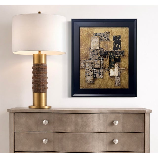 This original mixed-media abstract painting by J. Kent Martin is inspired by aerial views of farmland and the ordered...