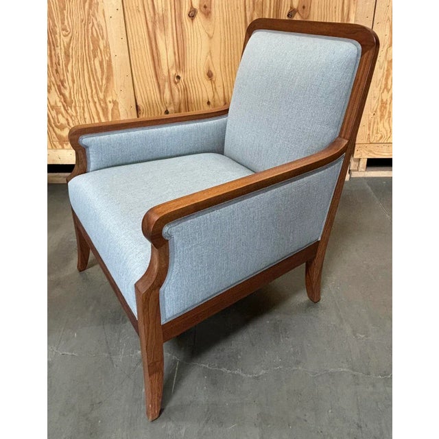 Icy Gray Calvin Upholstered Natual Walnut Elsie Lounge Chair From the Madeline Stuart Collection For Sale In Los Angeles - Image 6 of 8