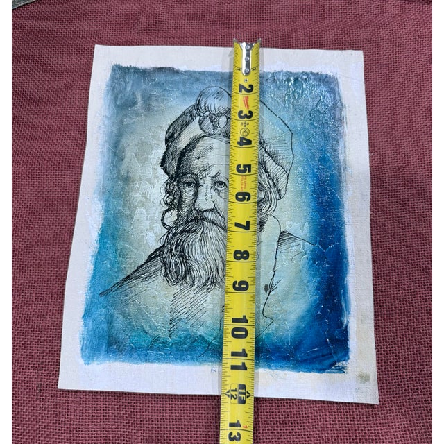 Man With Beard Portrait-Vintage 1950s Painting For Sale - Image 4 of 5