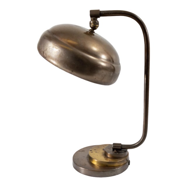 Mid-Century Modern Industrial Copper Colored Brass Table Lamp For Sale