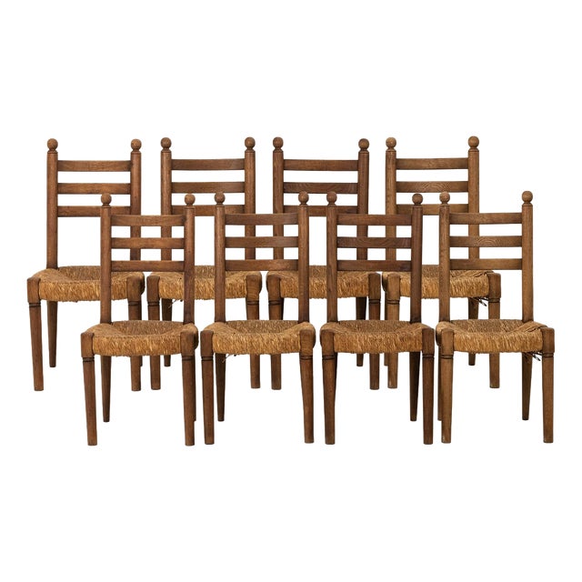 Oak Chairs, 1950s, Set of 8 For Sale
