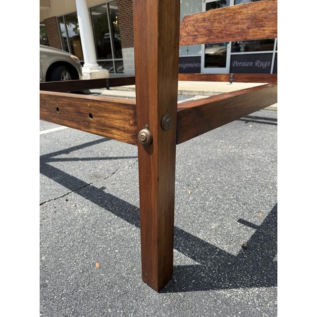 Late 20th Century Custom-Made Solid Mahogany Queen Size Four Post Bed Frame For Sale - Image 9 of 13