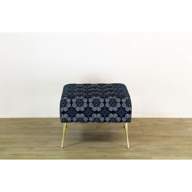 Metal Chenille Ottoman on Italian Style Metal Legs For Sale - Image 7 of 11