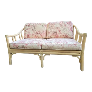 Late 20th Century McGuire Organic Modern Bamboo Rattan Settee Loveseat