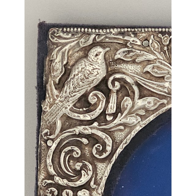Art Nouveau Sterling Silver Repoussé Frame With Rare Bird Motifs — Birmingham 1905 For Sale - Image 13 of 17