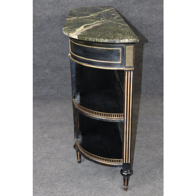 French Louis XVI Style Ebonized Demilune Marble Top Sideboard For Sale In Philadelphia - Image 6 of 14