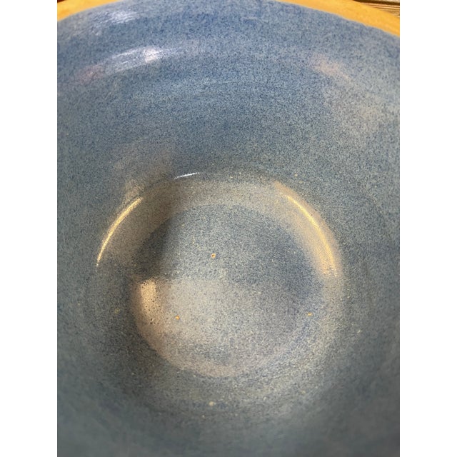 Vintage Blue Stoneware Mixing Bowl With Geometric Band - Marked "Ni-L" For Sale - Image 9 of 9