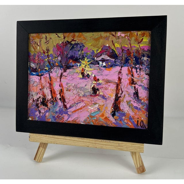 Expressionism Oil Painting Frosty Evening in Winter Oleksiy Ivanyuk For Sale - Image 3 of 11