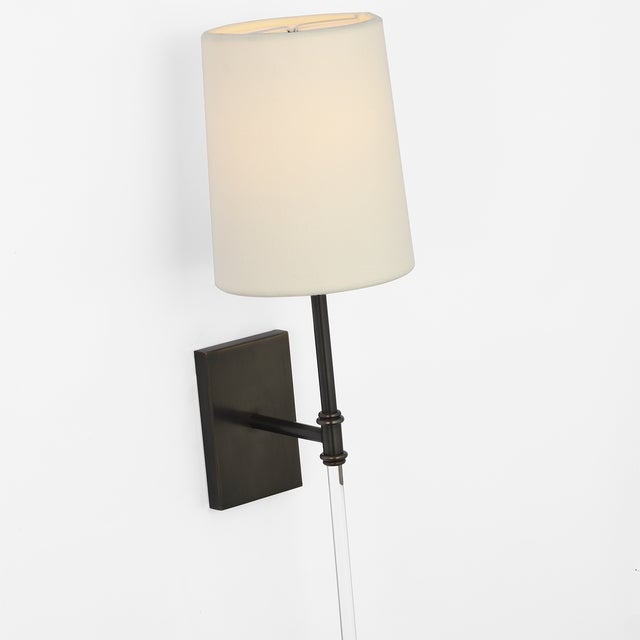 Modern Suzanne Kasler for Visual Comfort Signature Camille 16" Sconce in Bronze with Linen Shade For Sale - Image 3 of 15
