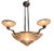 Art deco chandelier, sandblasted salmon and polished clear, signed müller frès lunéville circa 1930 mixed glass technique:...