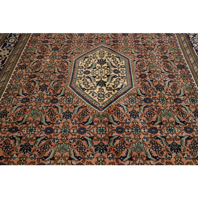 Blue Allover Designed Vintage Tabriz Wool Rug With Terracotta Color For Sale - Image 8 of 10