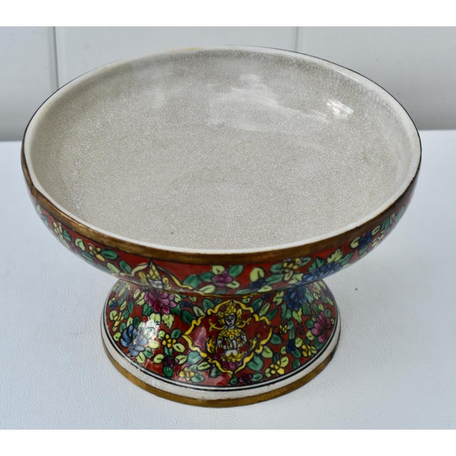 Vtg. Thia Benjarong Enamel Painted Ceramic Bowl W/Brass Rim For Sale - Image 9 of 18