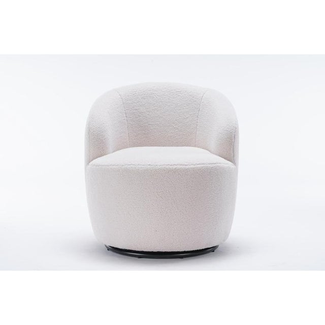 Cozy Swivel Barrel Chair, Modern Boucle Lounge Seating, Compact Accent Furniture For Sale - Image 11 of 17