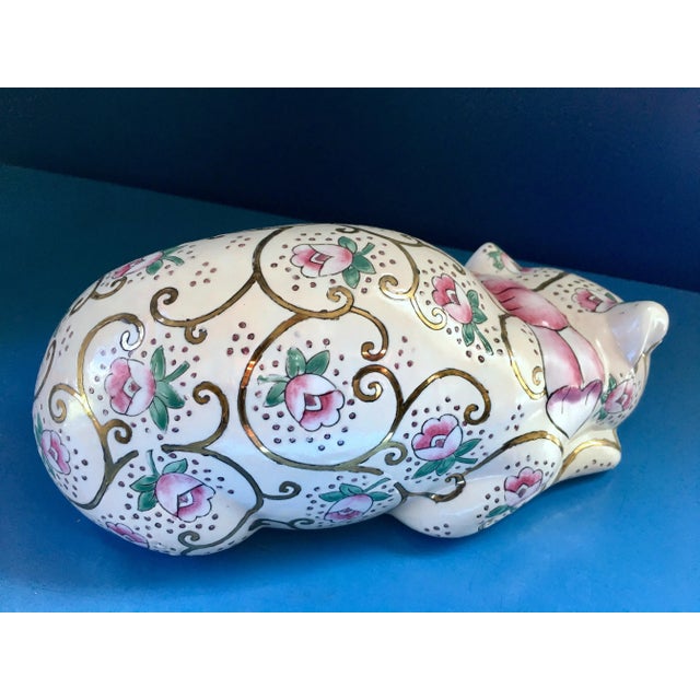 Vintage Chinoiserie Ceramic Cat For Sale - Image 4 of 9