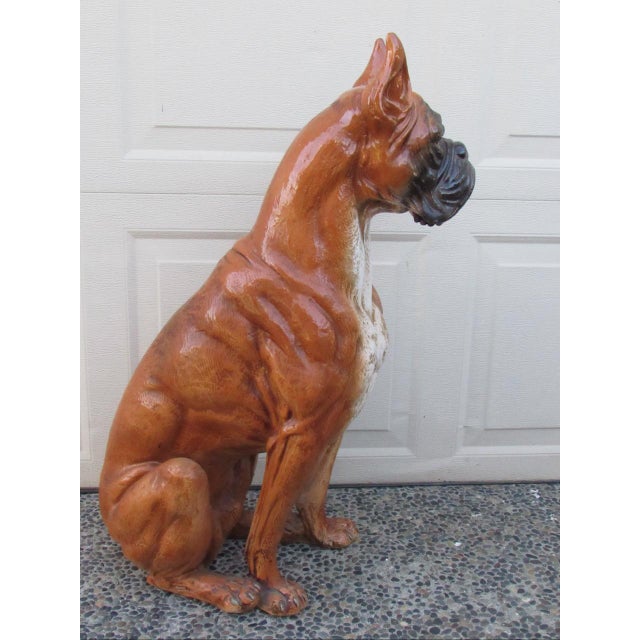 Italian Vintage Italian Life Size Terracotta Boxer Dog Figurine For Sale - Image 3 of 18