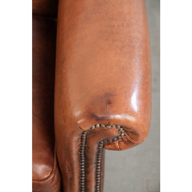 Vintage Sheepskin Armchair with Decorative Nails For Sale - Image 9 of 13