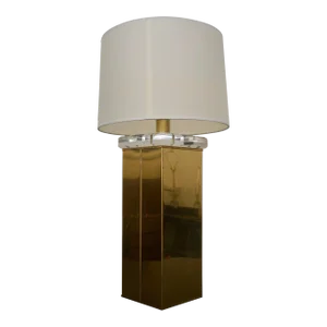 Mid-Century Modern Brass & Lucite Table Lamp