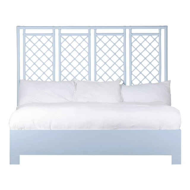 X & Diamond Platform Bed King, Light Blue For Sale