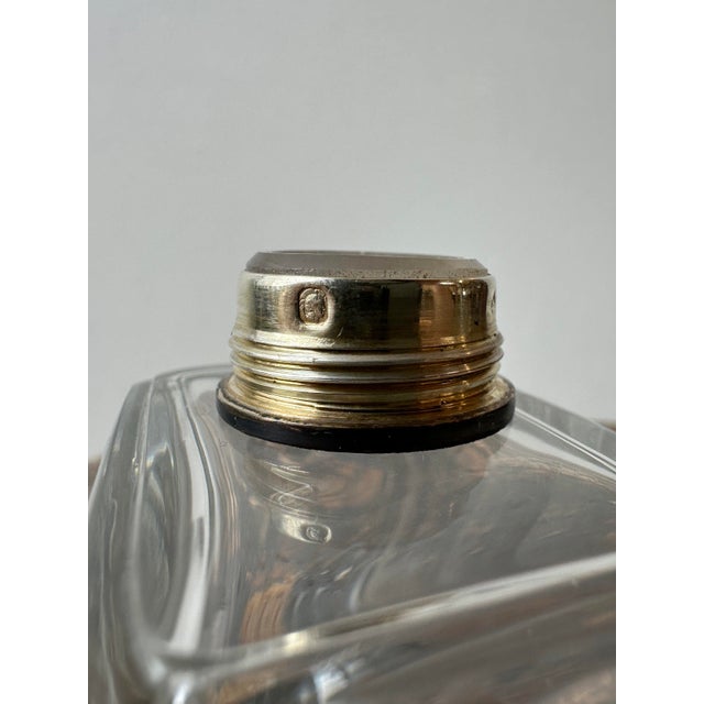 Transparent Vintage French Monogrammed Cut Glass + Silver Perfume / Liquor Bottle Travel Set in Leather Case, Circa 1920s For Sale - Image 8 of 12