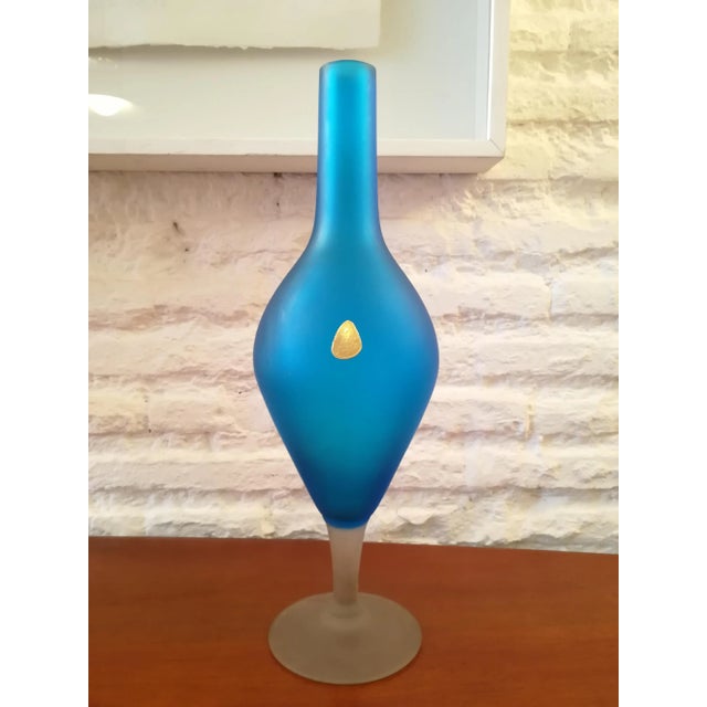 Blue Ice Effect Glass Vase from Stylo, 1960s For Sale - Image 10 of 10