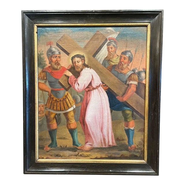 18th Century French Oil on Canvas Painting " the Fifth Station of the Cross" For Sale