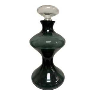 Vintage Blenko 5719 Floor Decanter Charcoal Crystal Glass Rare 1957-58 19 1/2” For Sale