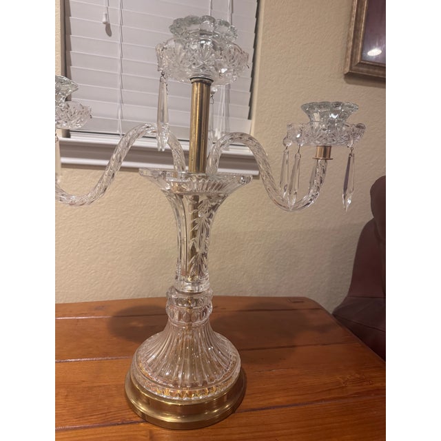 This Vintage Glass Candelabra is a stunning piece of mid-century decor that exudes elegance and charm. Made of crystal...