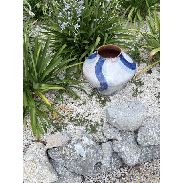 Ceramic Blue Brushstroke Italian Ceramic Vessel For Sale - Image 7 of 8