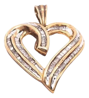 10 Karat Yellow Gold Heart Charm / Pendant With Diamonds