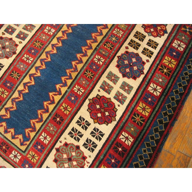 Tribal 1880s Multicolor Geometric Tribal Antique Caucasian-Talish Rug 3'7" X 7'6" Handknotted Wool Carpet For Sale - Image 3 of 5