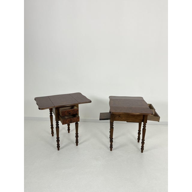 Brown Victorian Style Folding Bedside Tables, 1960s, Set of 2 For Sale - Image 8 of 10