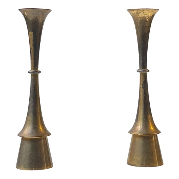 Vintage Danish Candleholders in Brass by Jens Harald Quistgaard, 1960s, Set of 2 For Sale