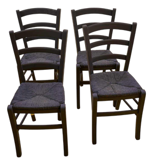 Rustic Black Chairs, Set of 4