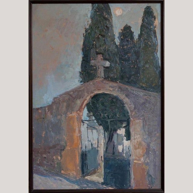 Gloria Muñoz, Study of Church Exterior, 1970s, Oil on Canvas For Sale - Image 4 of 12