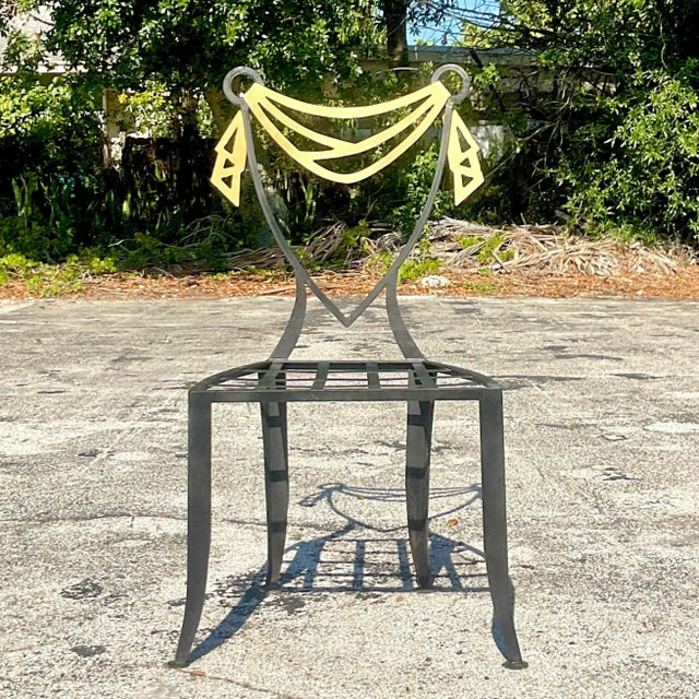 Vintage Postmodern Swag Metal Chair For Sale - Image 9 of 11